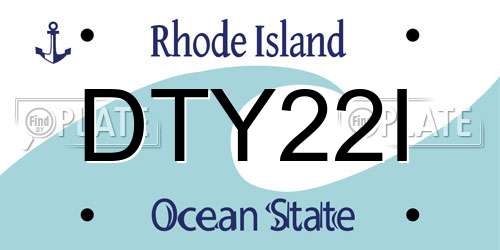 DTY22I Rhode Island License Plate