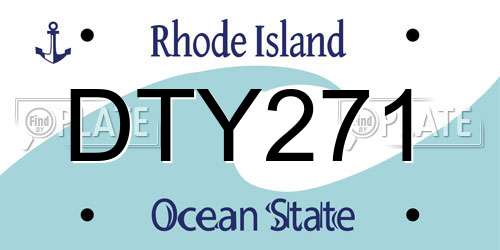 DTY271 Rhode Island License Plate