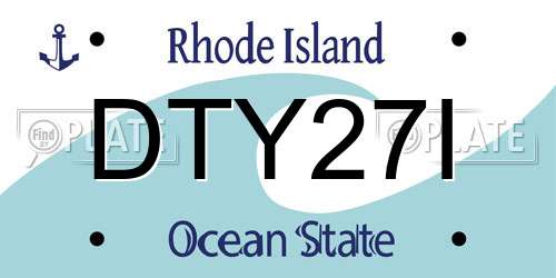 DTY27I Rhode Island License Plate