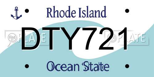 DTY721 Rhode Island License Plate