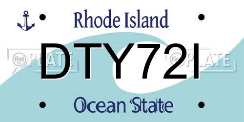 DTY72I Rhode Island License Plate
