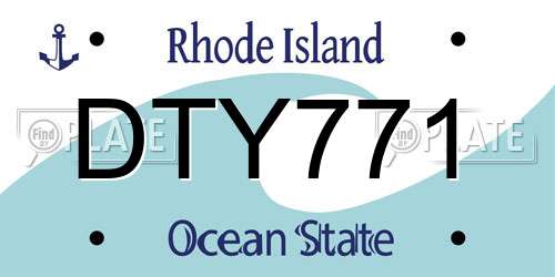 DTY771 Rhode Island License Plate