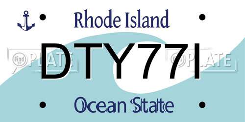 DTY77I Rhode Island License Plate