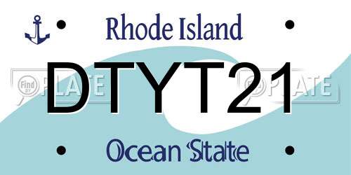 DTYT21 Rhode Island License Plate
