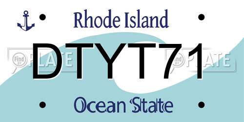 DTYT71 Rhode Island License Plate