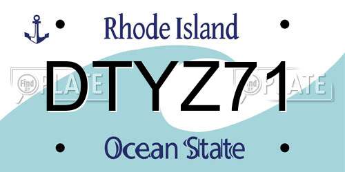 DTYZ71 Rhode Island License Plate