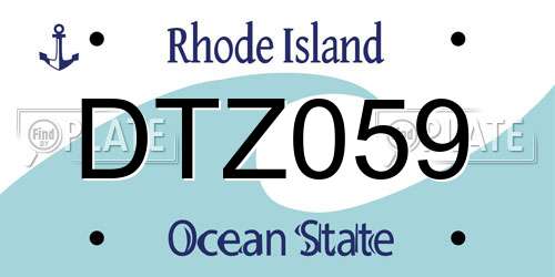 DTZ059 Rhode Island License Plate
