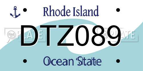 DTZ089 Rhode Island License Plate
