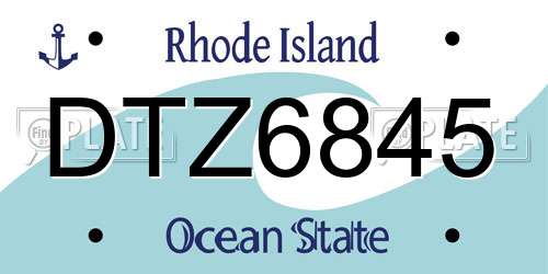 DTZ6845 Rhode Island License Plate