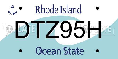 DTZ95H Rhode Island License Plate