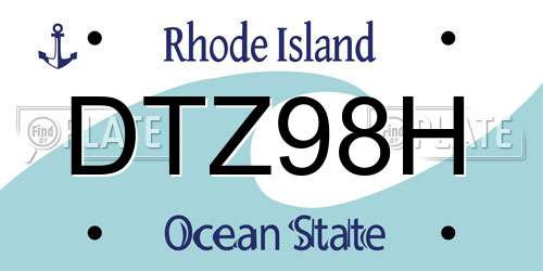 DTZ98H Rhode Island License Plate