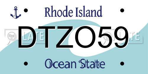 DTZO59 Rhode Island License Plate