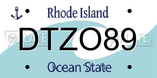 DTZO89 Rhode Island License Plate