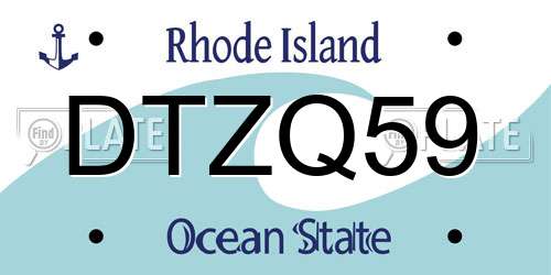 DTZQ59 Rhode Island License Plate