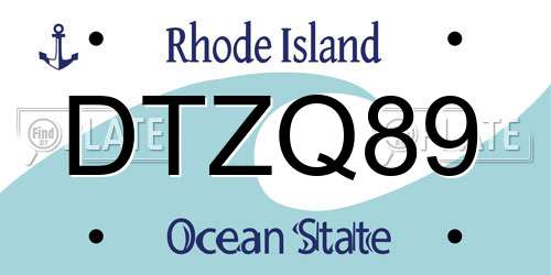 DTZQ89 Rhode Island License Plate