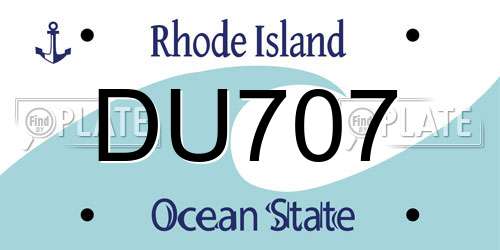 DU707 Rhode Island License Plate