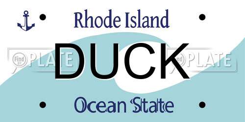 DUCK Rhode Island License Plate