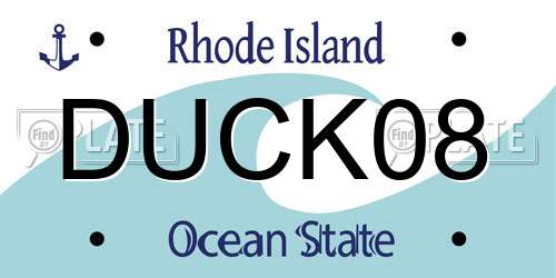 DUCK08 Rhode Island License Plate