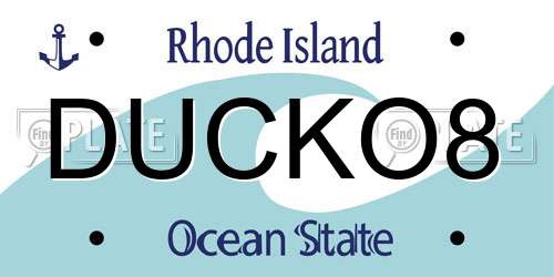 DUCKO8 Rhode Island License Plate