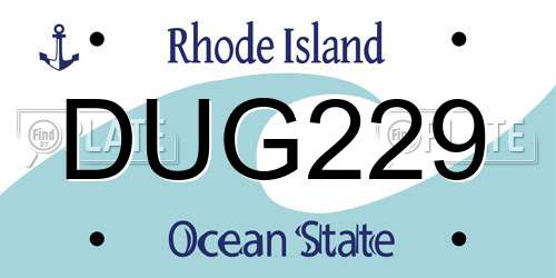 DUG229 Rhode Island License Plate