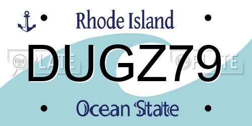 DUGZ79 Rhode Island License Plate