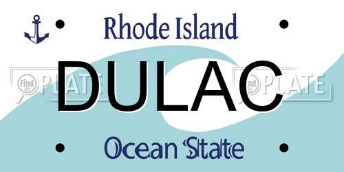 DULAC Rhode Island License Plate