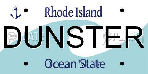 DUNSTER Rhode Island License Plate