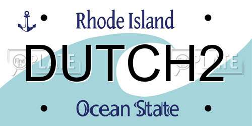 DUTCH2 Rhode Island License Plate