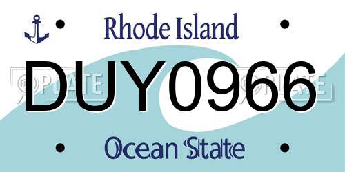 DUY0966 Rhode Island License Plate