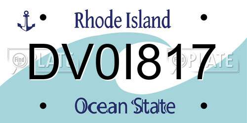 DV0I817 Rhode Island License Plate