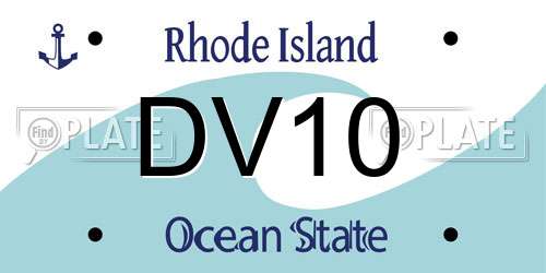 DV10 Rhode Island License Plate