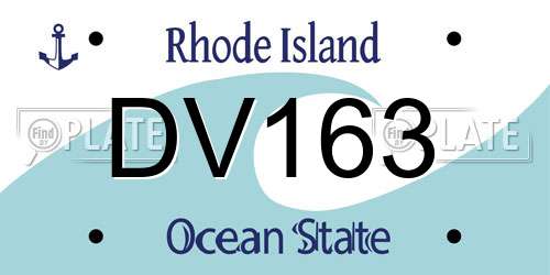 DV163 Rhode Island License Plate
