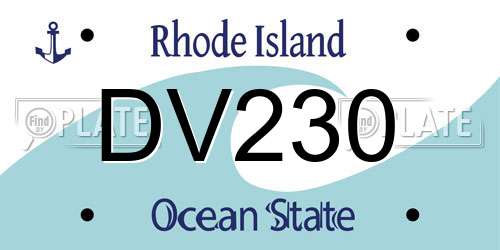 DV230 Rhode Island License Plate