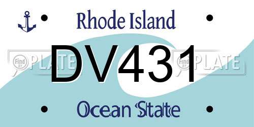 DV431 Rhode Island License Plate