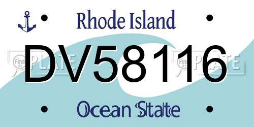 DV58116 Rhode Island License Plate