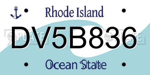 DV5B836 Rhode Island License Plate