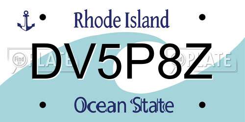 DV5P8Z Rhode Island License Plate
