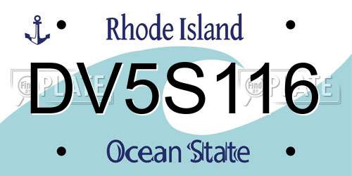 DV5S116 Rhode Island License Plate