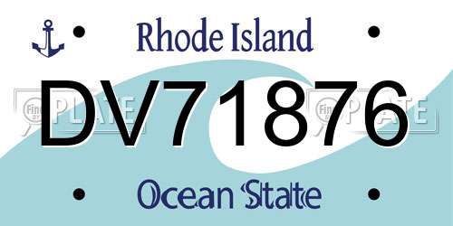 DV71876 Rhode Island License Plate