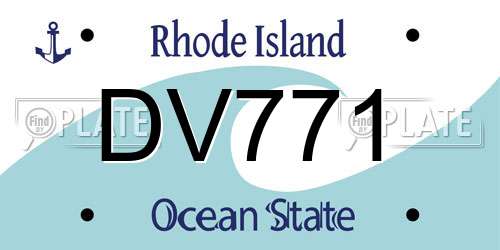 DV771 Rhode Island License Plate