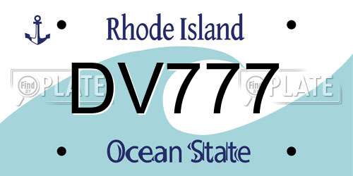 DV777 Rhode Island License Plate