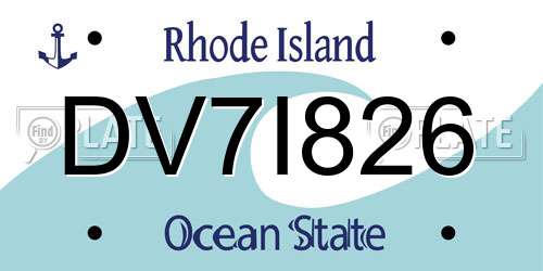 DV7I826 Rhode Island License Plate
