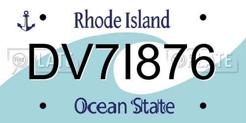 DV7I876 Rhode Island License Plate