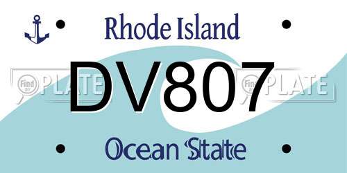 DV807 Rhode Island License Plate