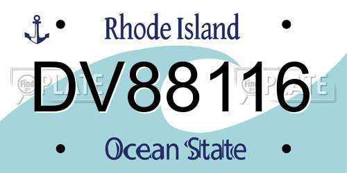 DV88116 Rhode Island License Plate