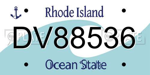 DV88536 Rhode Island License Plate