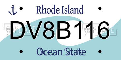 DV8B116 Rhode Island License Plate