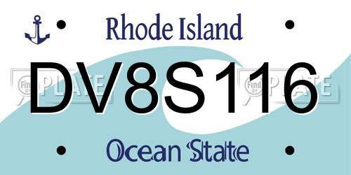 DV8S116 Rhode Island License Plate