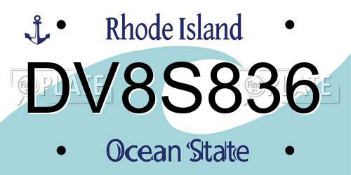 DV8S836 Rhode Island License Plate