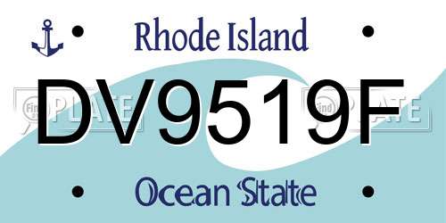 DV9519F Rhode Island License Plate